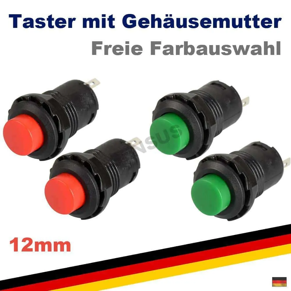 Drucktaster 12mm (rot,grün) für Arduino Raspberry