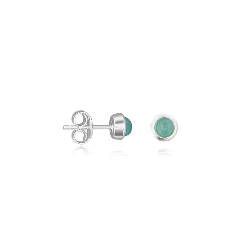 Ohrstecker poliert (6mm rund) CHALCEDONY AQUA