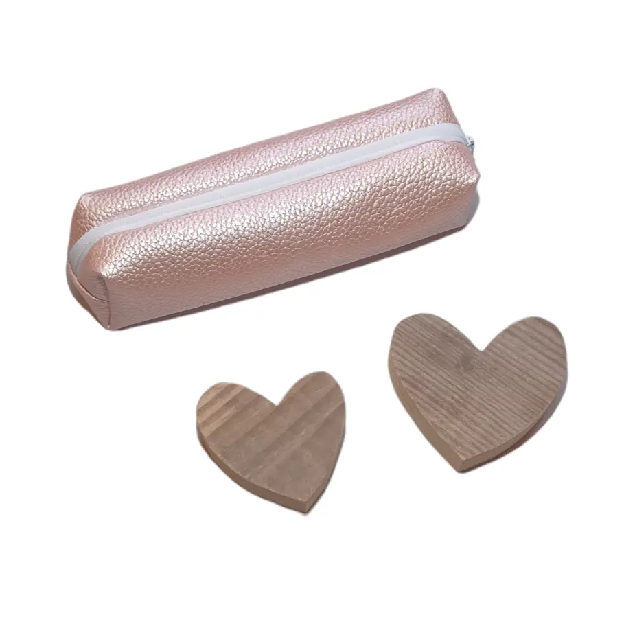 Stiftemäppli aus Kunstleder (lachs-weiss)