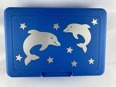 Znünibox blau metallic DELFINE (Rechteck gross)