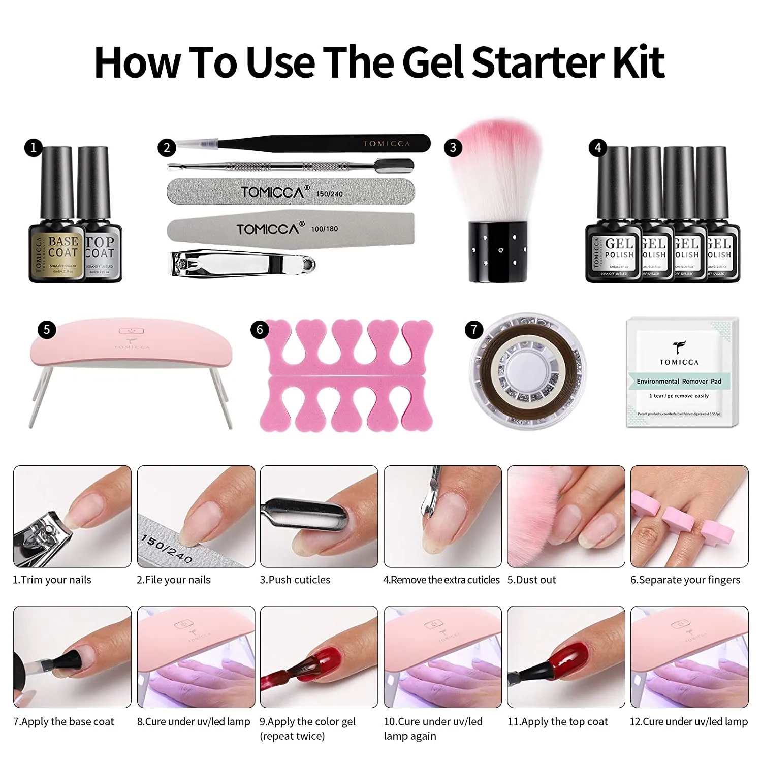 TOMICCA LED Nagellampe Starterset, 6ml 18 Farben UV Nagellack – Bild 7