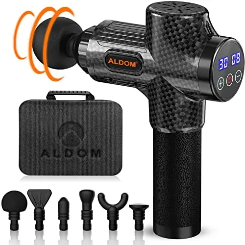 ALDOM Massagepistole – 30 Stufen, 8 Köpfe, bis 4800 U/min