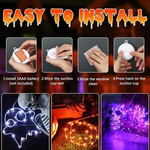 Joomer Halloween Deko Lichterkette,, 8 modi Batteriebetriebene Halloween Lampe für Innen Aussen Garten Tür Haus Balkon Party – Bild 5