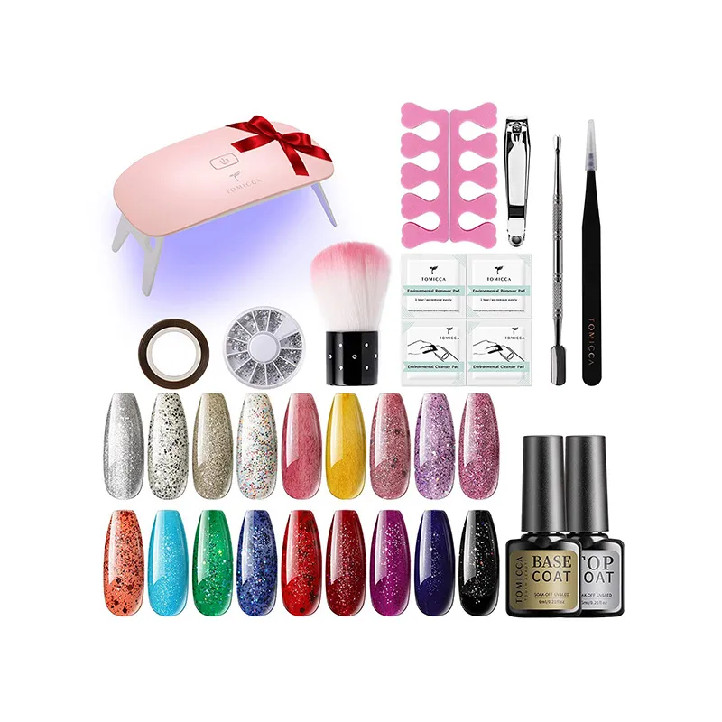 TOMICCA LED Nagellampe Starterset, 6ml 18 Farben UV Nagellack