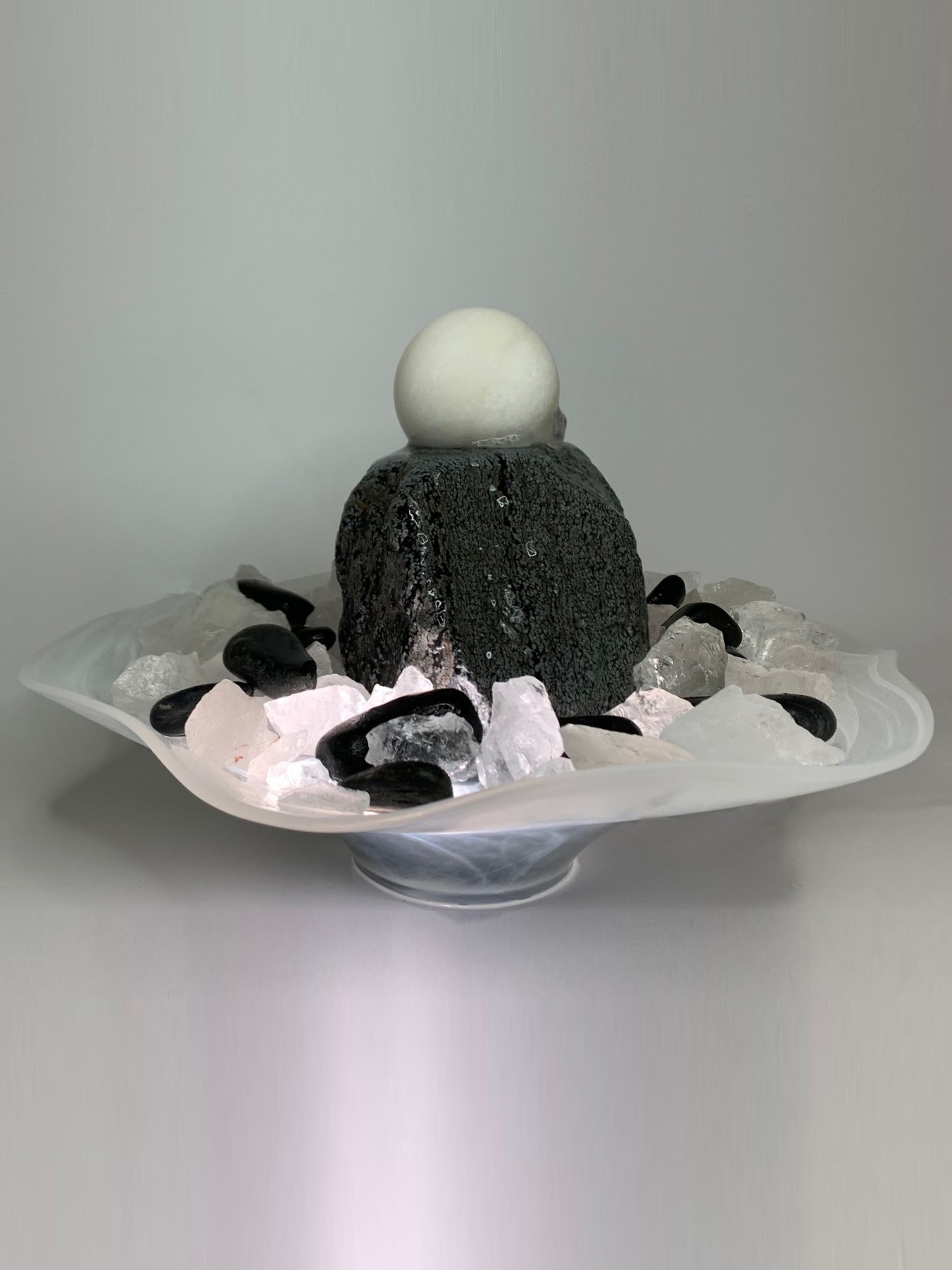Kugelbrunnen Schneeflocken Obsidian Snowball 22cm
