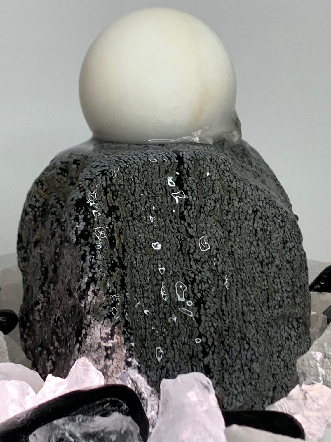 Kugelbrunnen Schneeflocken Obsidian Snowball 22cm – Bild 4