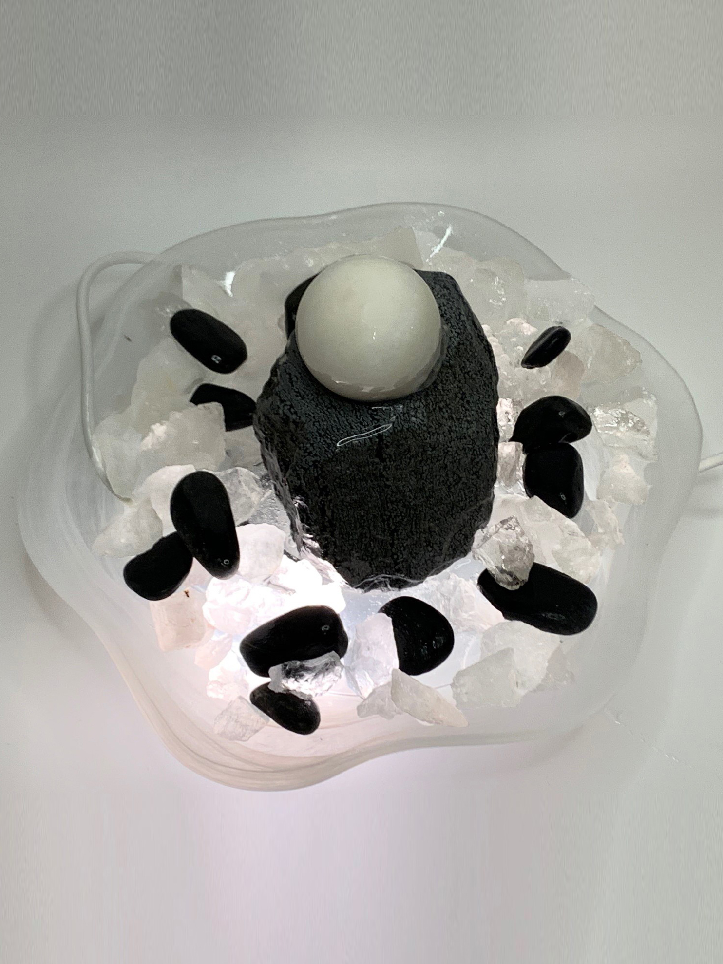 Kugelbrunnen Schneeflocken Obsidian Snowball 22cm – Bild 3